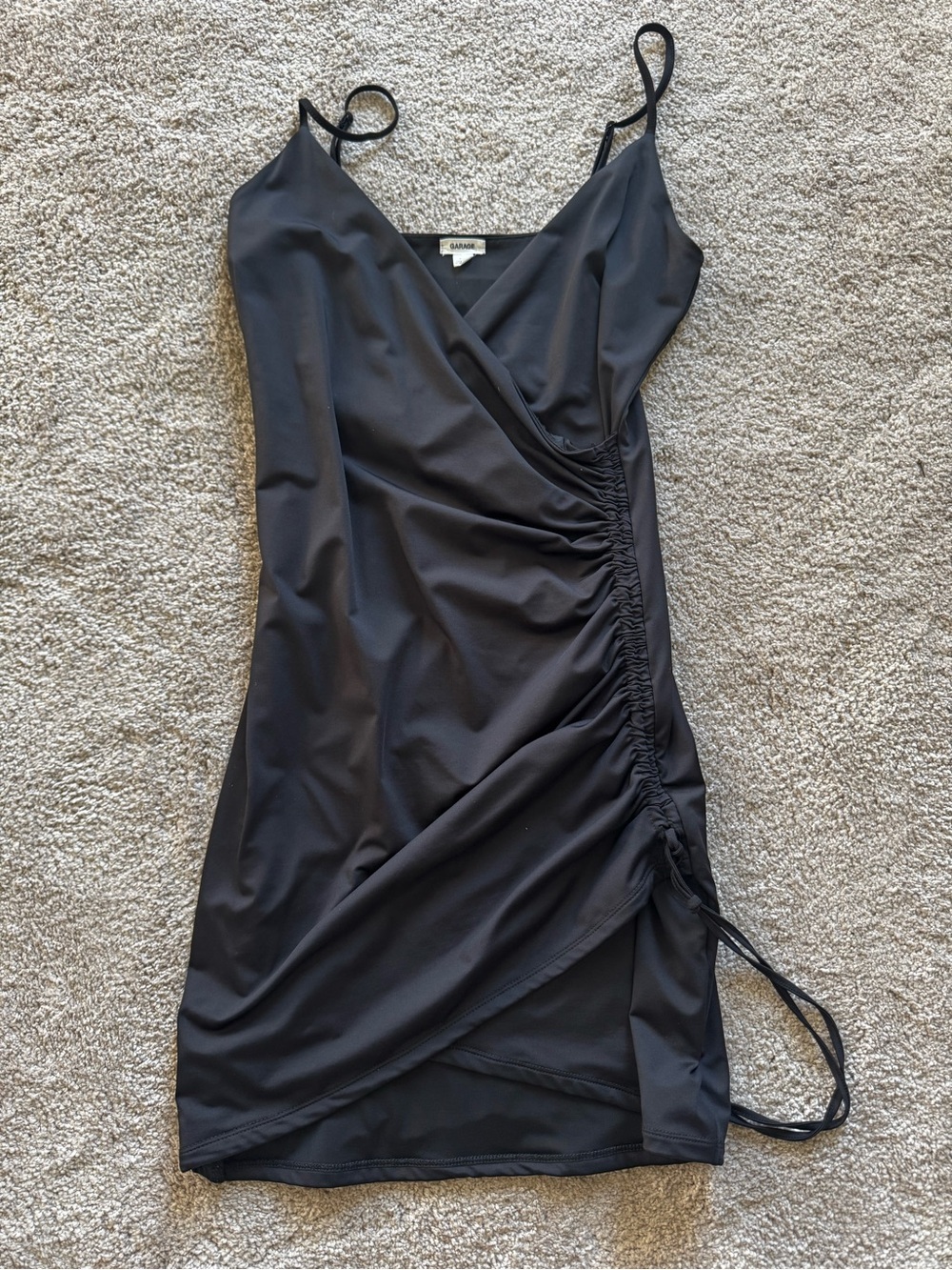 Garage Slip Ruched Black mini Dress S